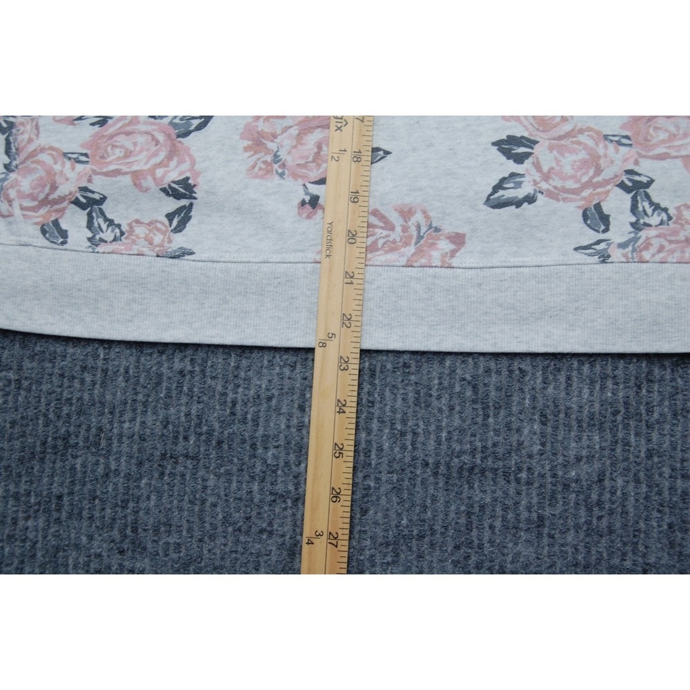 Calvin Klein Hoodie Sweatshirt Womens L Gray Floral Fleece Pullover Logo Raglan - Picture 8 of 9